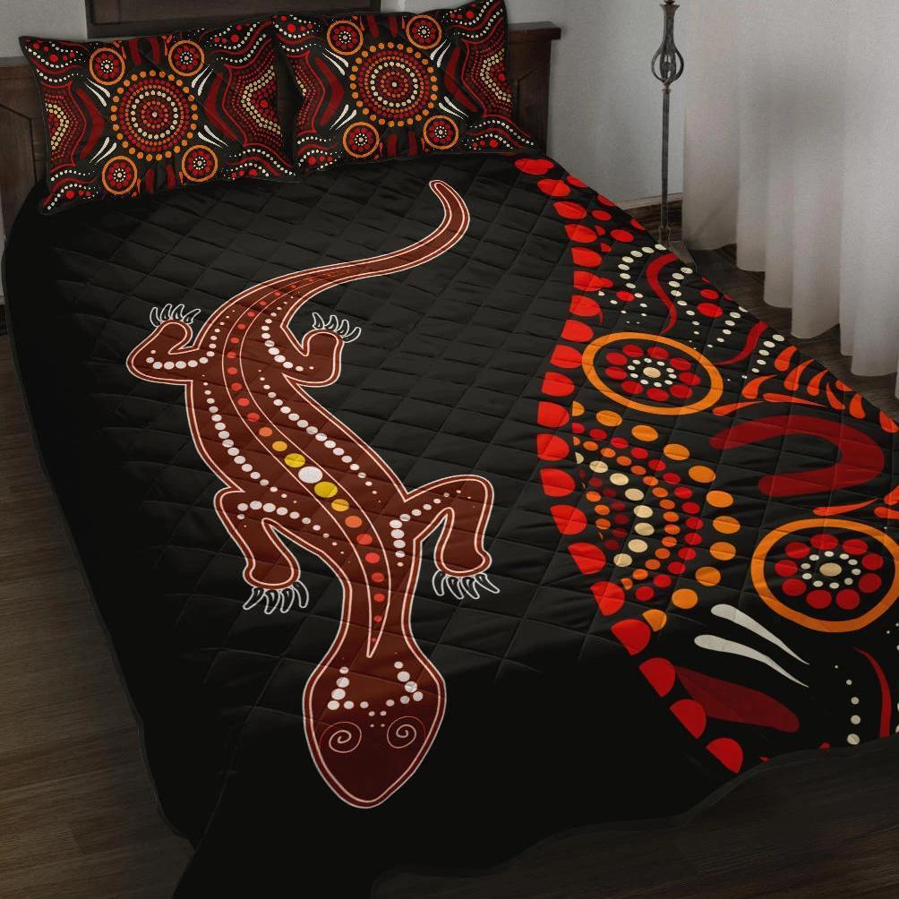 aboriginal-quilt-bed-set-aboriginal-lizard-with-dot-painting-pattern