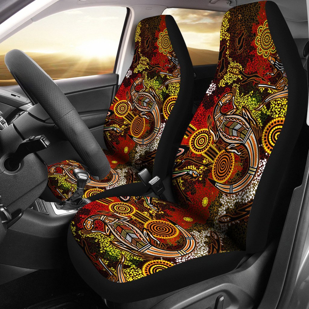 aboriginal-car-seat-covers-kangaroo-and-lizard-dot-painting-art