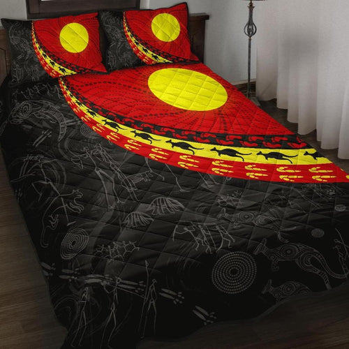 aboriginal-quilt-bed-set-indigenous-flag-circle-dot-painting