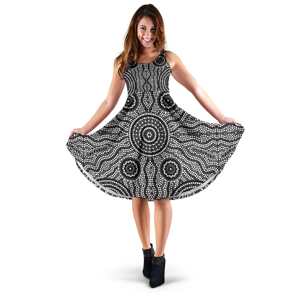 Midi Dress - Aboriginal Dot Painting Dress Ver04 - Vibe Hoodie