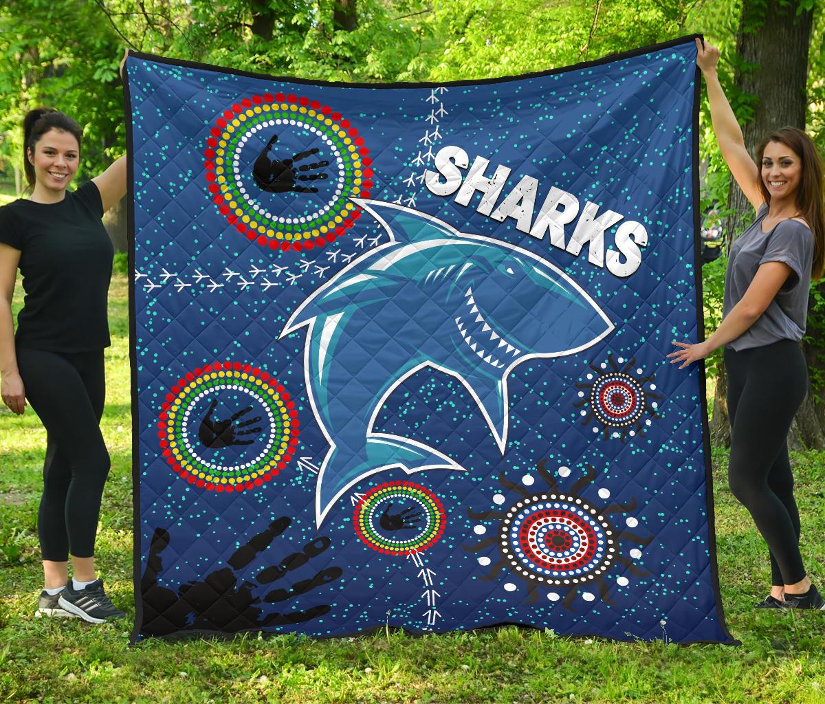 naidoc-sharks-premium-quilt-cronulla-aboriginal-style