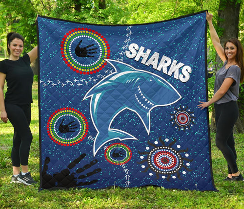 naidoc-sharks-premium-quilt-cronulla-aboriginal-style