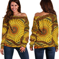 Off Shoulder Sweater - Australian Aboriginal Snake - Rainbow Serpent - Vibe Hoodie