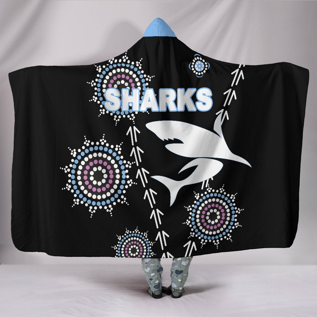 cronulla-hooded-blanket-sharks-simple-indigenous-black