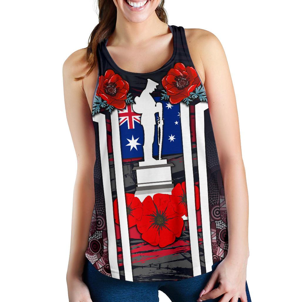 Racerback Tank- Anzac Day Tank Top - Poppy Flowerss Dot Painting - Women - Vibe Hoodie