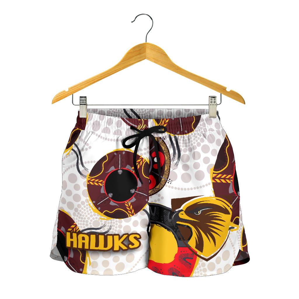 Hawthorn Women Shorts Hawks Indigenous - White - Vibe Hoodie