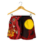 Aboriginal Women's Shorts - Red Indigenous Flag - Vibe Hoodie