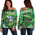 Canberra Women's Off Shoulder Sweater Raiders Indigenous 2 - Vibe Hoodie