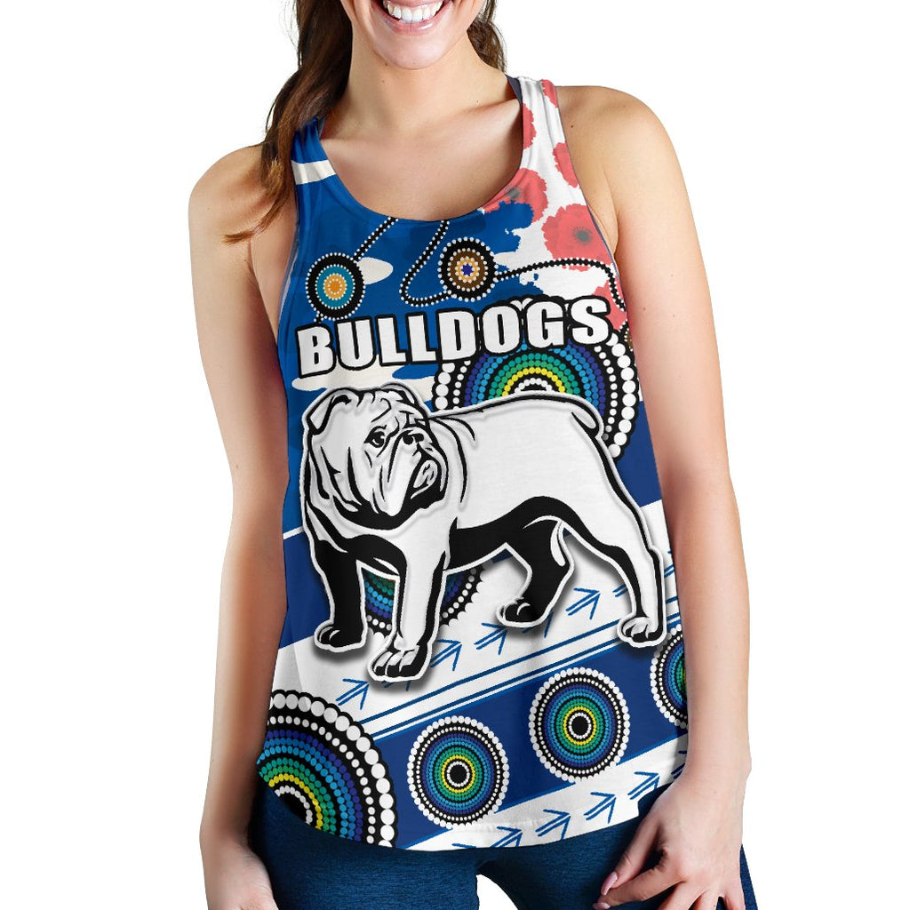 Bulldogs Anzac Day Women Racerback Tank Mix Indigenous - Vibe Hoodie