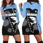 cronulla-womens-hoodie-dress-sharks-simple-indigenous-black