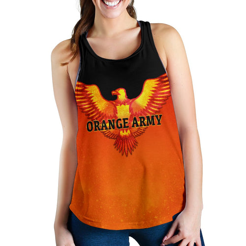 Orange Army Women's Racerback Tank Cricket Sporty Style - Vibe Hoodie
