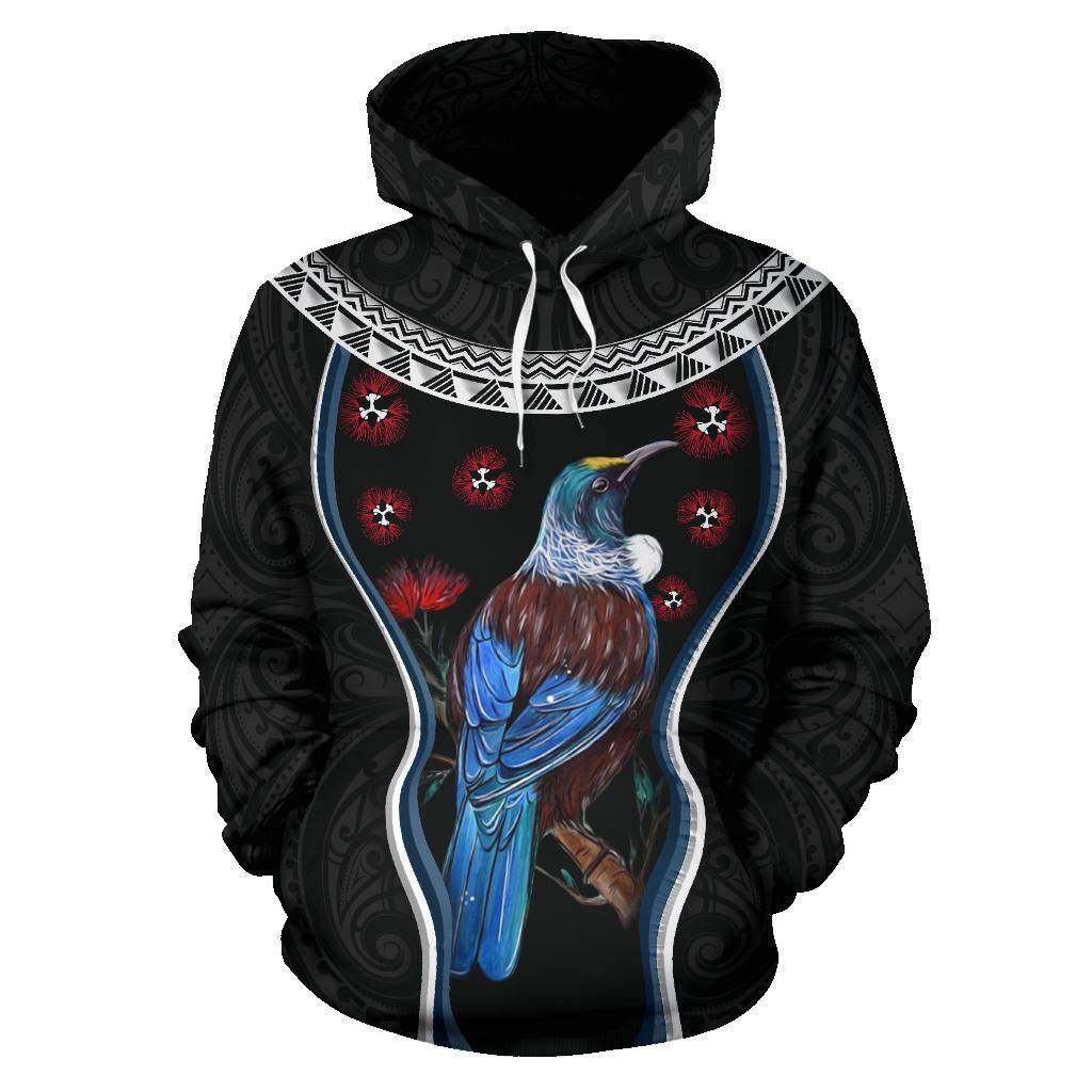 new-zealand-tui-bird-hoodie-pohutukawa-pullover-hoodie-black