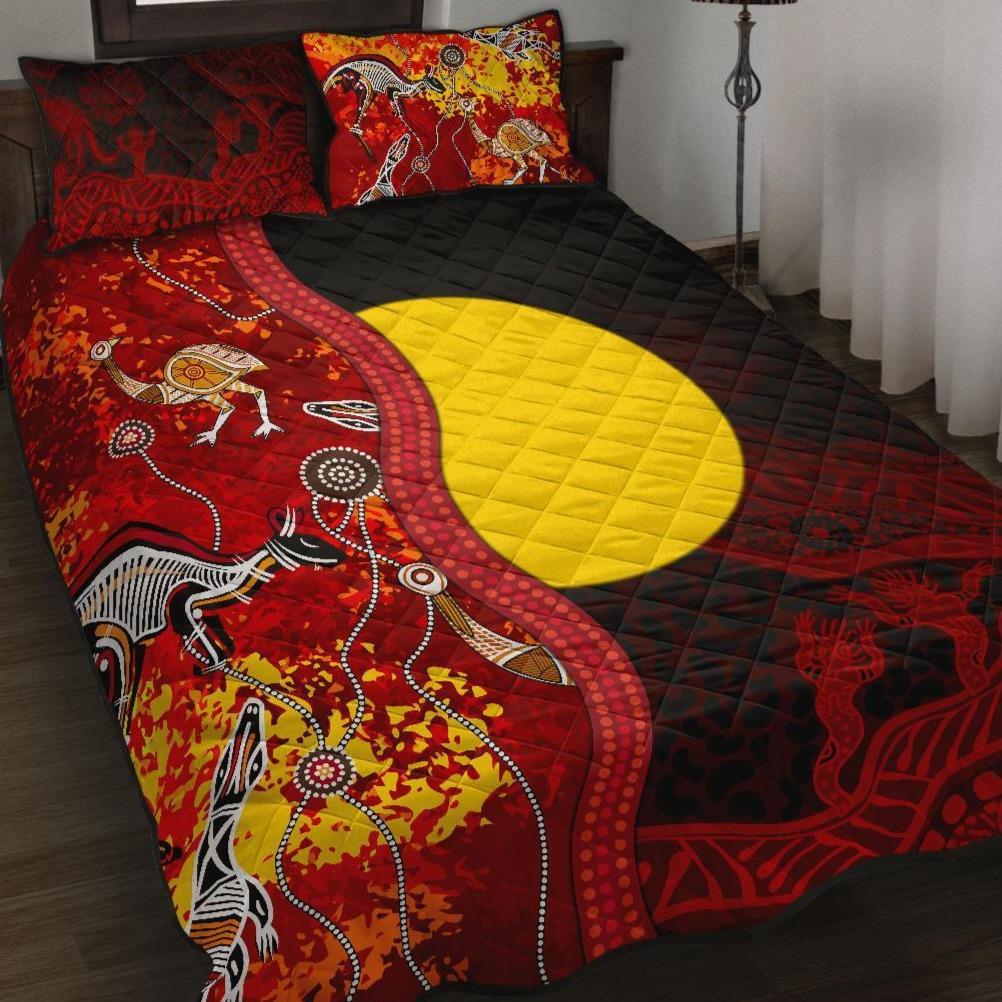 aboriginal-quilt-bed-set-red-indigenous-flag