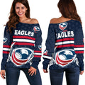 USA Rugby Women's Off Shoulder Sweater Eagles Simple Style - Full Navy - Vibe Hoodie