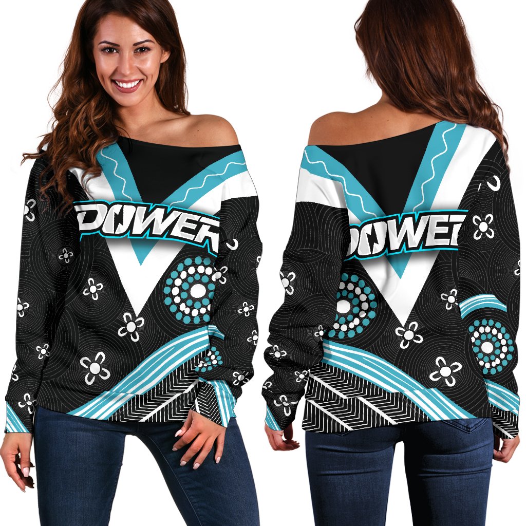 We Are Port Adelaide Women Off Shoulder Sweater Power - Vibe Hoodie