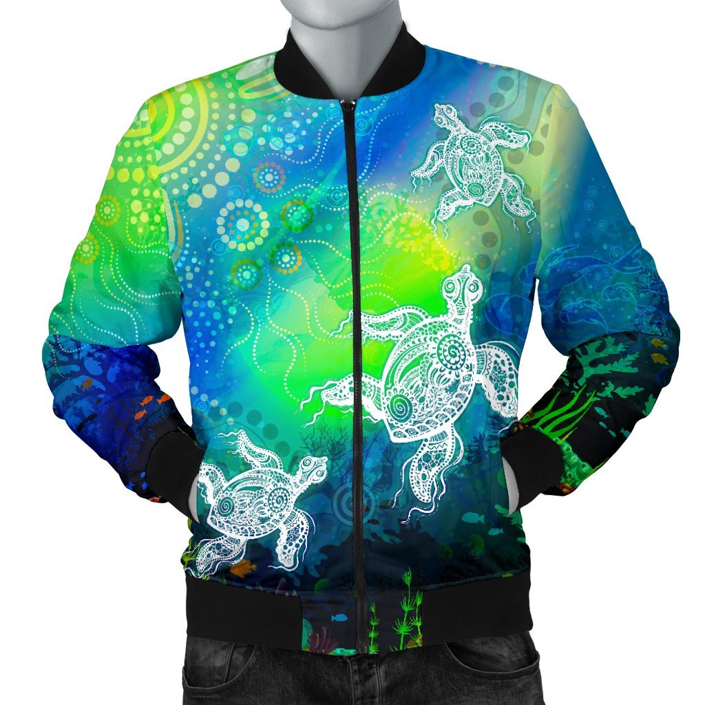 aboriginal-mens-bomber-jacket-indigenous-turtle-ocean-dot-painting-art