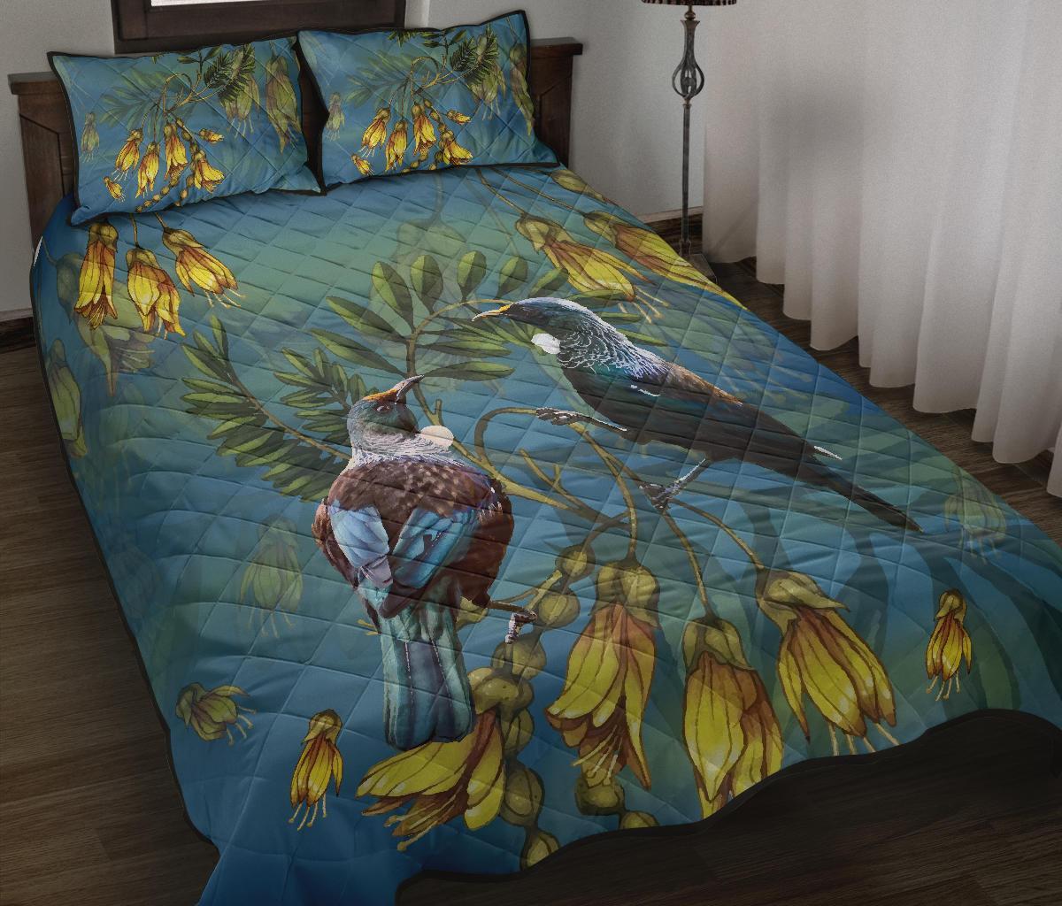 tui-bird-new-zealand-kowhai-quilt-bed-set