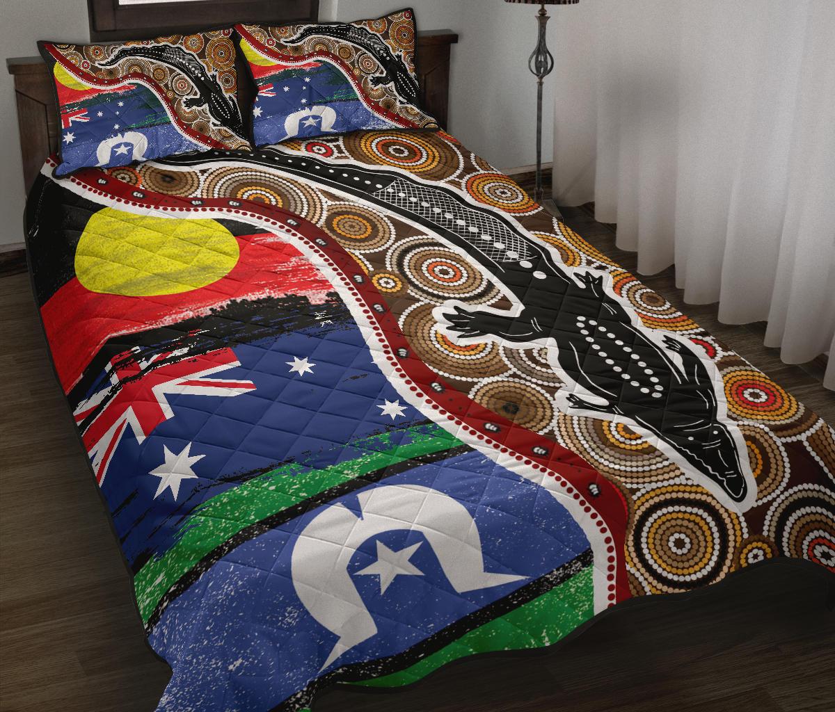 1saustralia-quilt-bed-set-australian-aboriginal-crocodile-with-naidoc-flags