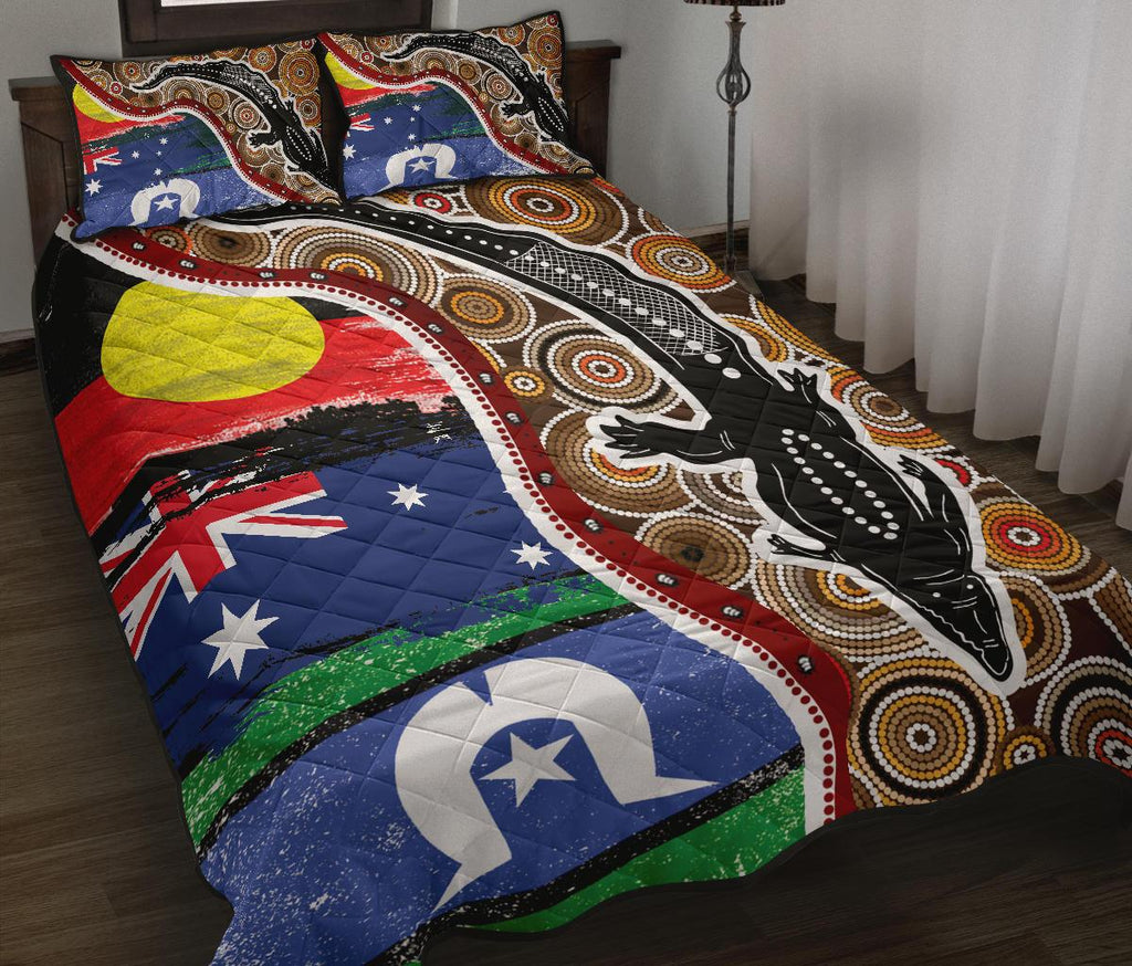 1saustralia-quilt-bed-set-australian-aboriginal-crocodile-with-naidoc-flags