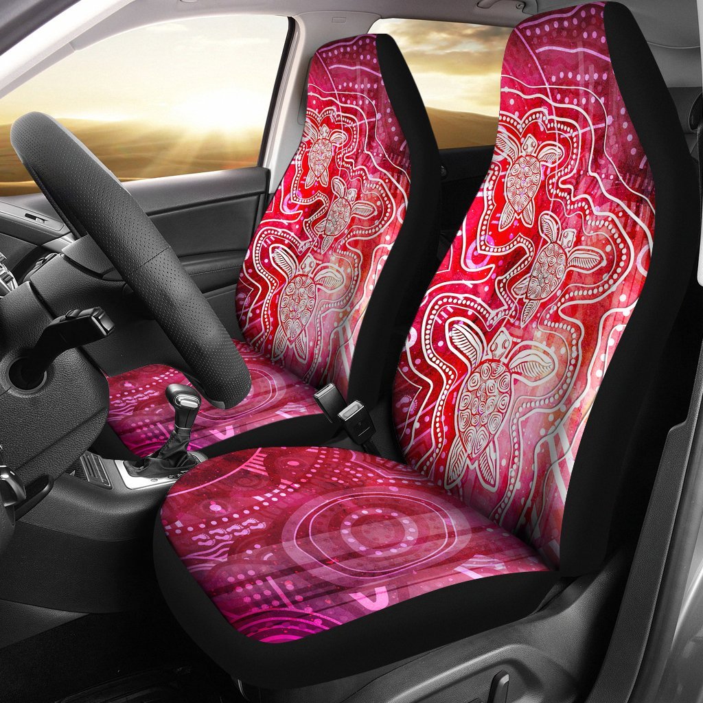 aboriginal-car-seat-covers-sea-turtle-with-indigenous-patterns-pink