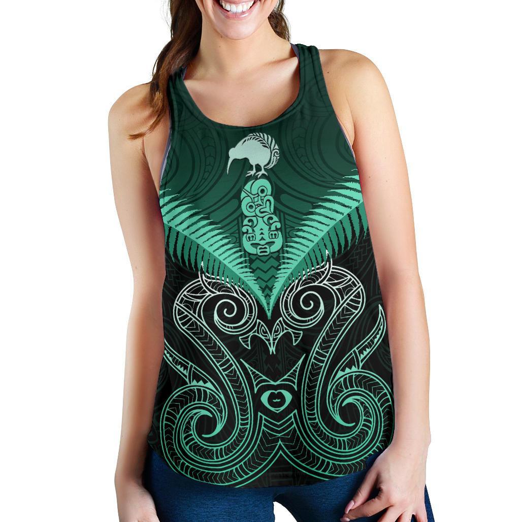 Maori Manaia New Zealand Women Racerback Tank Turquoise - Vibe Hoodie