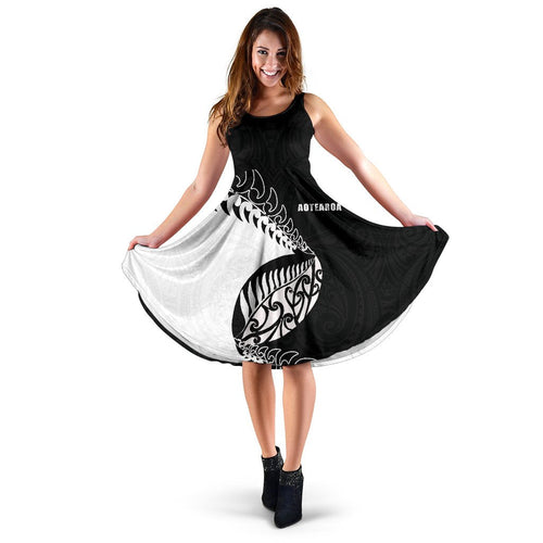 New Zealand Rugby Aotearoa Rugby Fern Black Women Midi Dress - Vibe Hoodie
