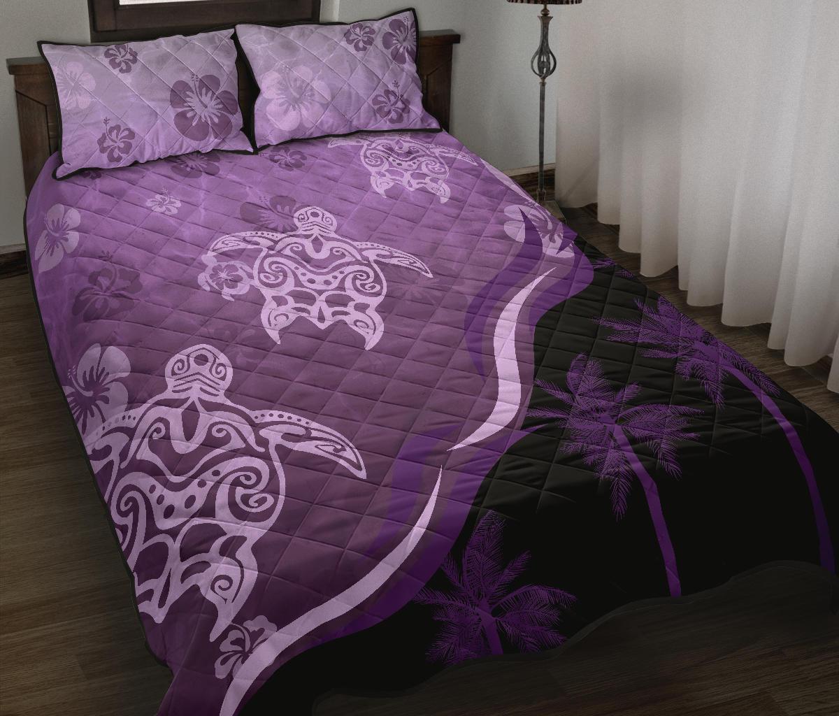 purple-turtle-hibiscus-quilt-bed-set