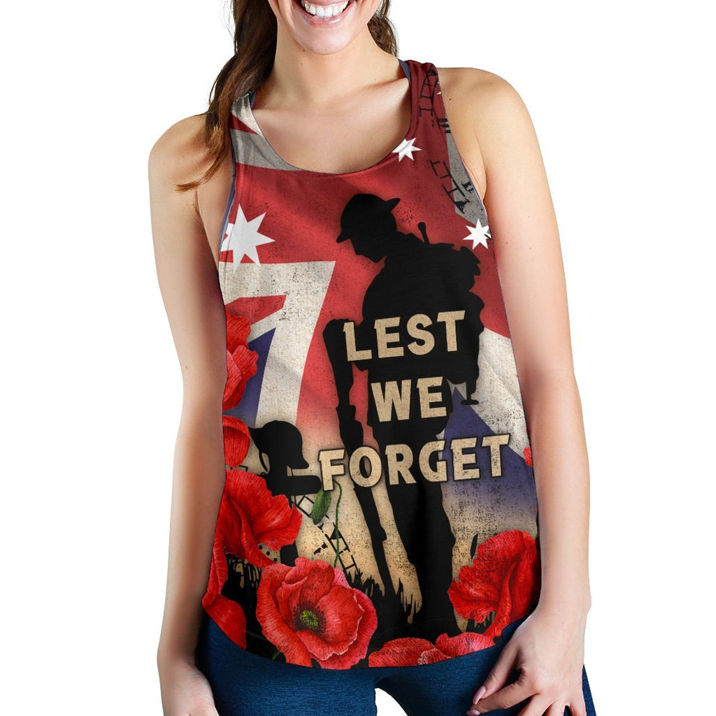 Anzac Women's Racerback Tank - A Day We Will Never Forget - Vibe Hoodie