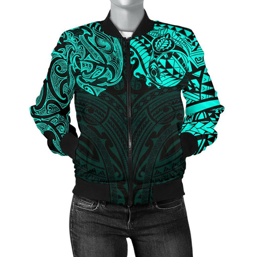 new-zealand-womens-bomber-jacket-maori-polynesian-tattoo-turquoise