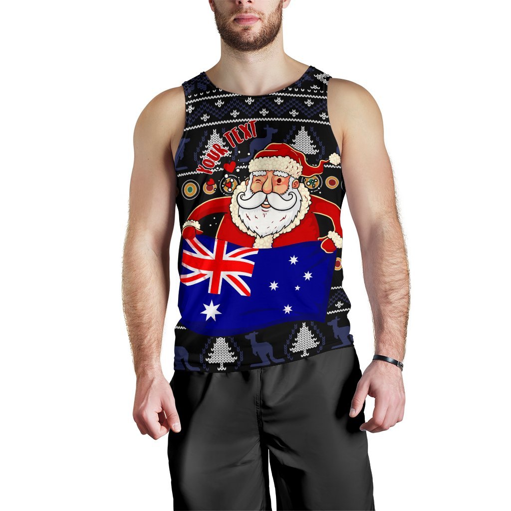 christmas-personalised-mens-tank-top-australia-santa-claus-hold-the-flag-black