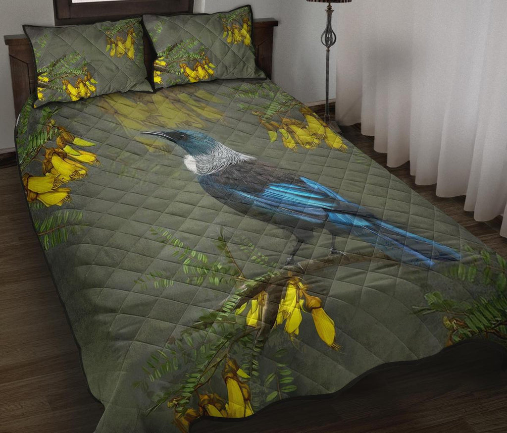 tui-bird-new-zealand-kowhai-tree-quilt-bed-set
