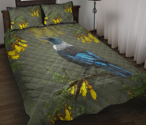 tui-bird-new-zealand-kowhai-tree-quilt-bed-set