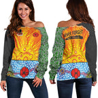 Anzac Day Off Shoulder Sweater - Lest We Forget Poppy - Vibe Hoodie