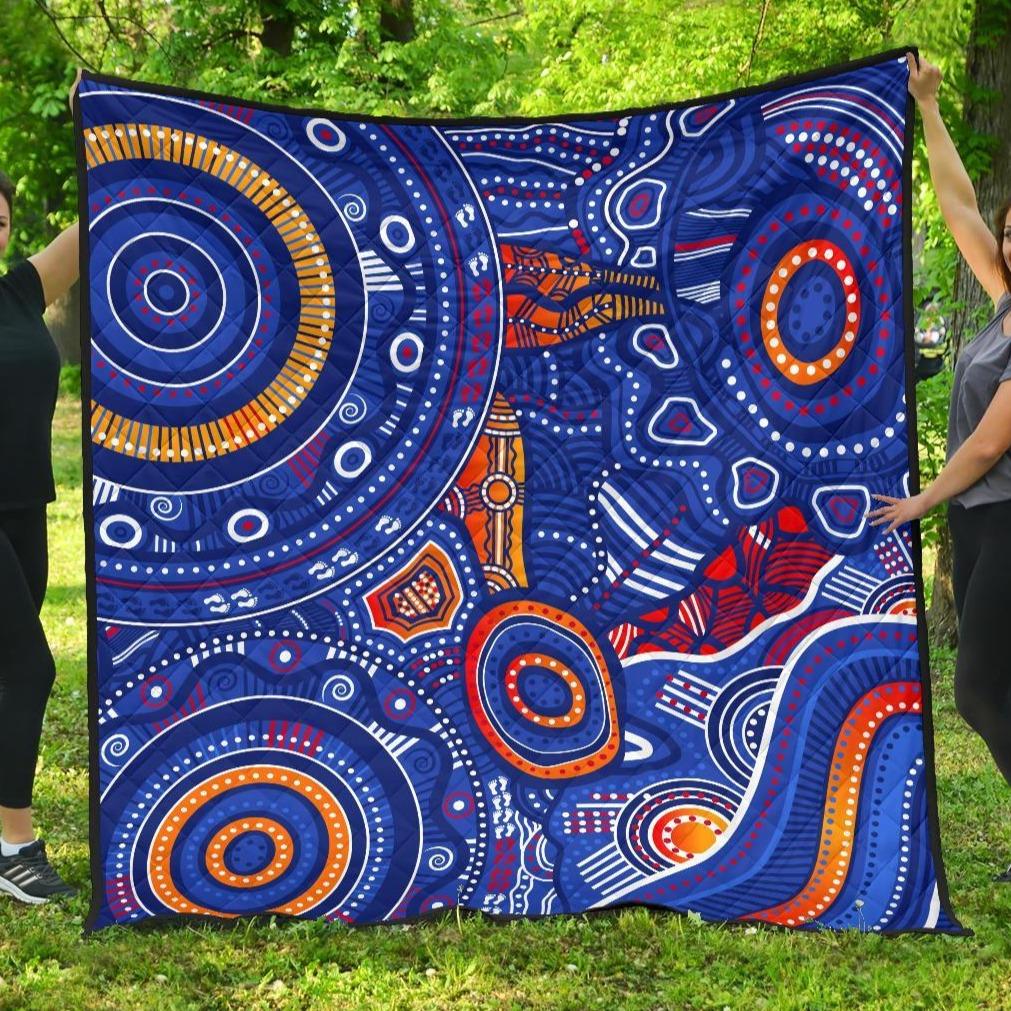 aboriginal-premium-quilt-indigenous-footprint-patterns-blue-color