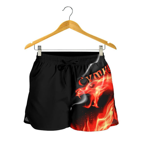 Wales Shorts (Women) - Cymru Flame - Vibe Hoodie
