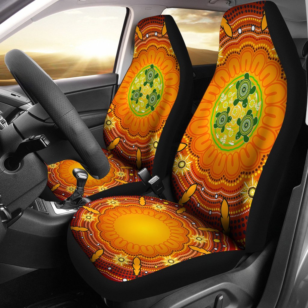aboriginal-car-seat-covers-turtle-circle-dot-painting-art