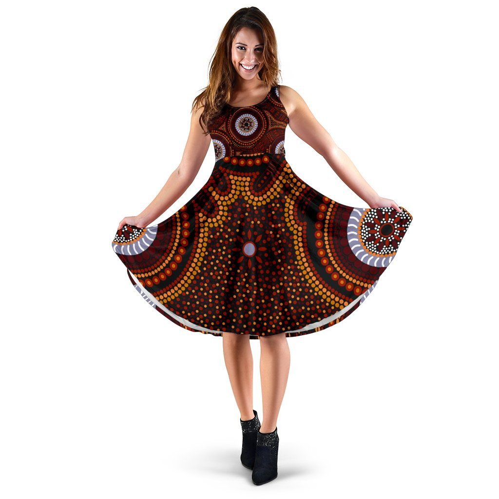 Aboriginal Women's Dress - Aboriginal Human Dot Painting Art - Vibe Hoodie