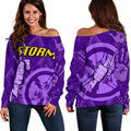 Melbourne All Over Women Off Shoulder Sweater Storm - Vibe Hoodie