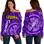 Melbourne All Over Women Off Shoulder Sweater Storm - Vibe Hoodie