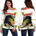 Penrith Women Off Shoulder Sweater Indigenous Panthers - White - Vibe Hoodie