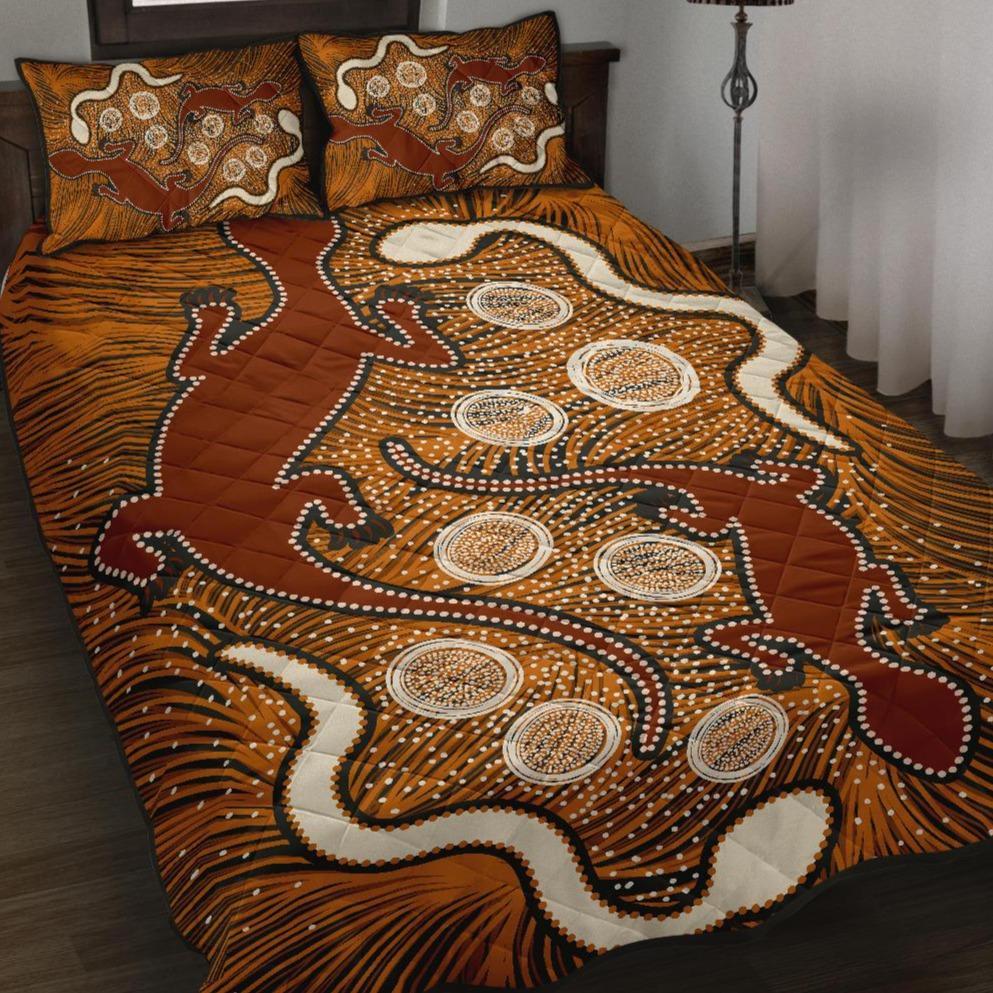 aboriginal-quilt-bed-set-indigenous-brown-lizard-and-white-snake