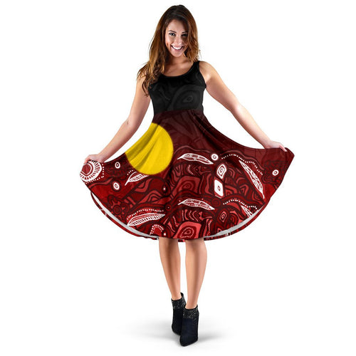 Aboriginal Midi Dress - Red Landscape - Vibe Hoodie