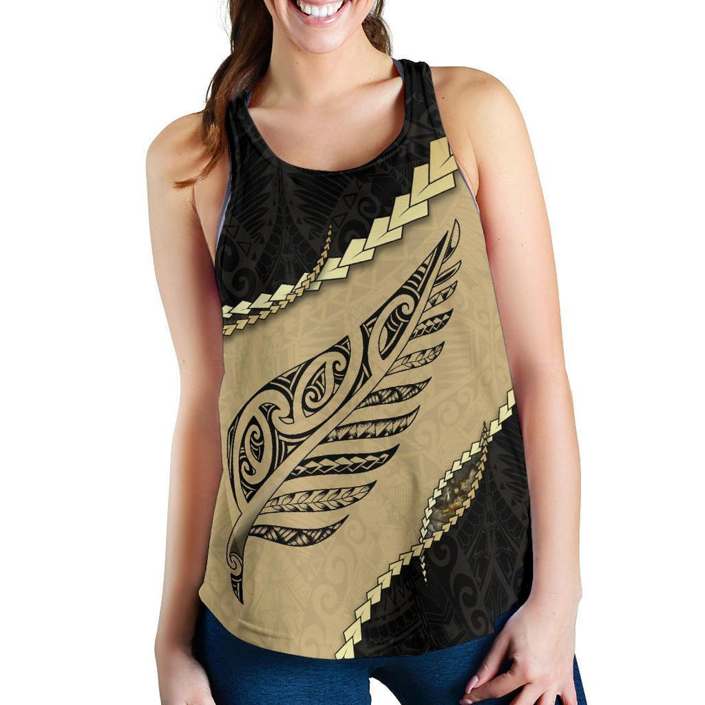 Paua Shell, Maori Silver Fern Women'S Racerback Tank - Vibe Hoodie