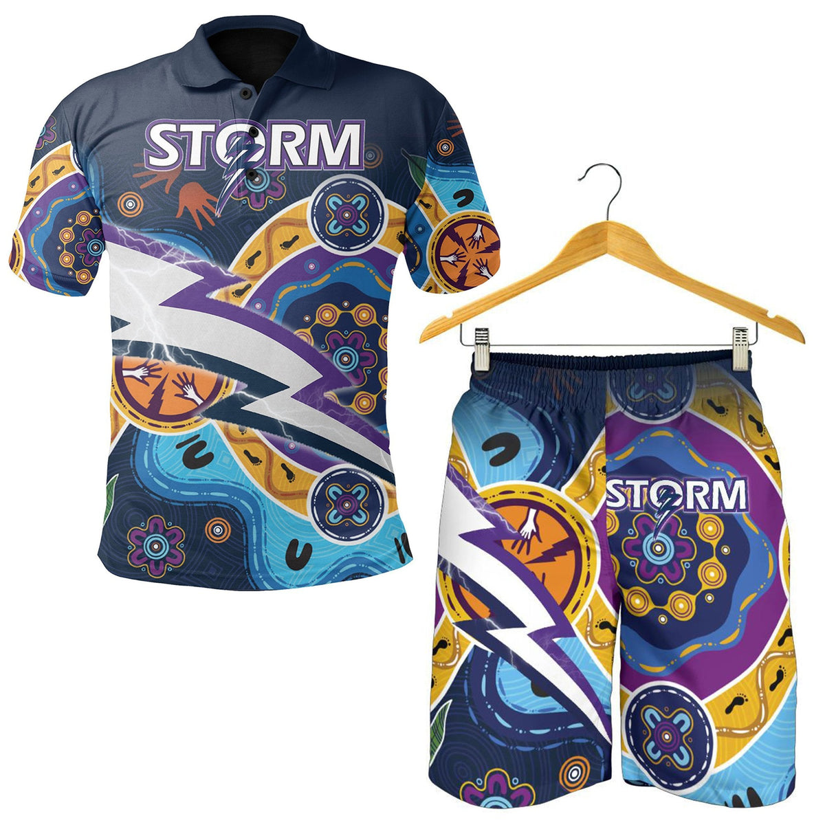 combo-polo-shirt-and-men-short-storm-indigenous