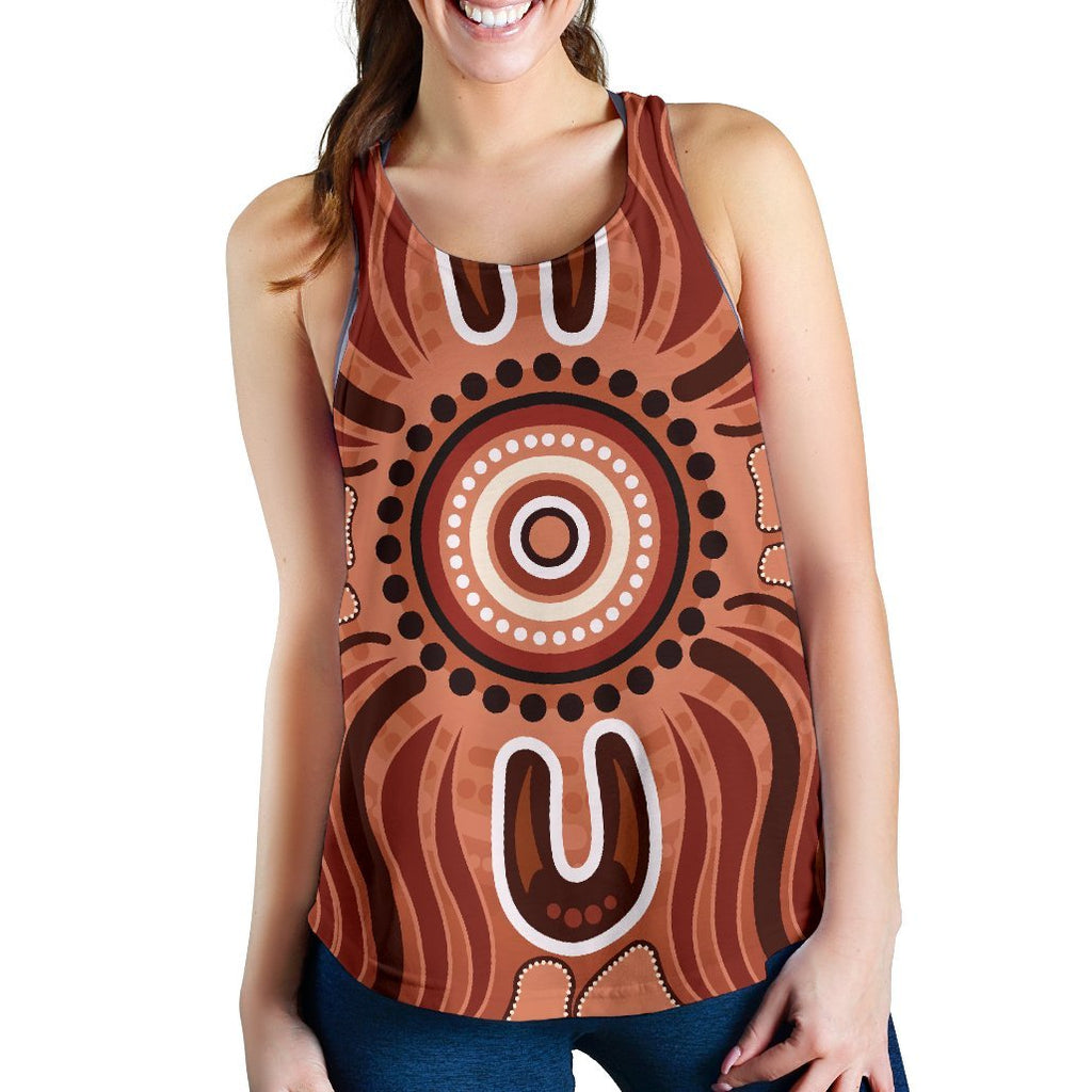 Aboriginal Women's Racerback Tank - Indigenous Art Patterns Ver02 - Vibe Hoodie