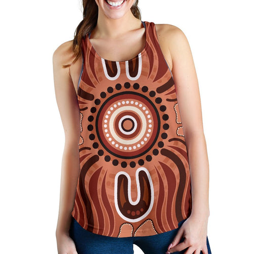 Aboriginal Women's Racerback Tank - Indigenous Art Patterns Ver02 - Vibe Hoodie