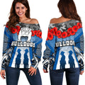 Australia Bulldogs Rugby Women's Off Shoulder Sweater Anzac Day Survival World - Vibe Hoodie