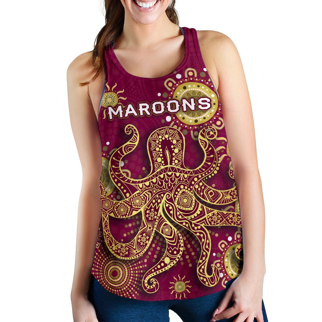 Queensland Women Racerback Tank Maroons Indigenous - Vibe Hoodie