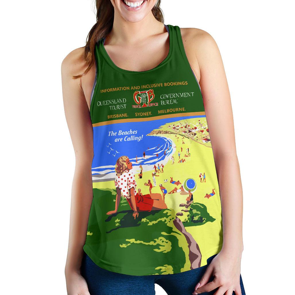 Racerback Tank - Queensland Tank Top Vintage Poster - Women - Vibe Hoodie