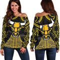 Aotearoa Maori Women Off Shoulder Sweater Taranaki Bulls - Vibe Hoodie
